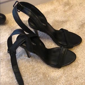 black ankle strap heels